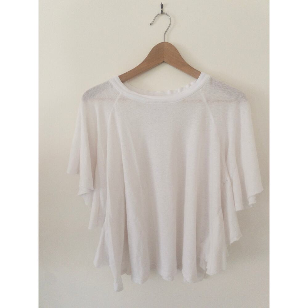 Current/Elliot Corrine Tee Flutter Sleeve Star White Linen Cotton Blend Size 0